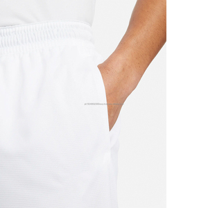 <b>Mens</b> <b>White</b> Sports <b>Shorts</b> with Black Contrast Hem Custom Logo Athletic Training Quick Dry Gymwear <b>Shorts</b> - Product Image 4