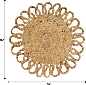 Handcrafted Round Straw Placemat Solid Color Bohemian Style <b>Table</b> <b>Mat</b> for Dining Room Home Decor - Product Image 3
