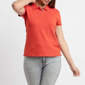 Women <b>Polo</b> Shirt Custom Made in Pakistan Slim Casual Fit <b>Orange</b> Golf T Shirt High Quality Knitted Comfortable Fabric Option - Product Image 4
