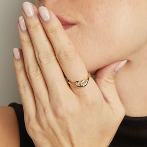 Bague en or massif 14K/18K avec diamants de laboratoire style Chevron, poire et marquise, motif torsadé et bande ondulée – Cadeau élégant - Product Image 5