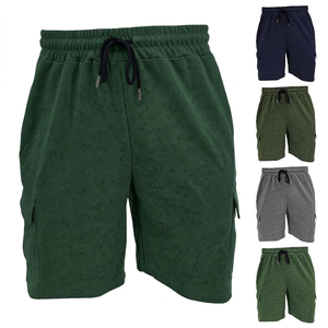 Shorts Bermuda en tricot gris uni pour homme avec cordon de serrage à la taille, poches, bordure en dentelle, tissu respirant en polyester/coton, vêtements décontractés - Product Image 4