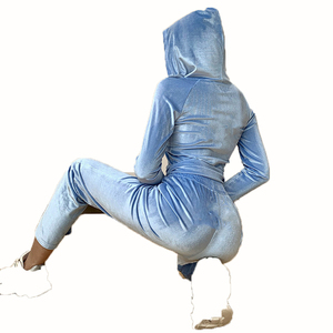 Survêtement à capuche uni pour femme, fermeture éclair intégrale, poches latérales, style décontracté, vêtement d'automne, matière Spandex Polyester - Product Image 4