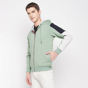 Sudadera con capucha de algodón y forro polar con cremallera completa para hombre, diseño de bloques de color, logotipo personalizado, ropa urbana, proveedor al por mayor OEM - Product Image 2