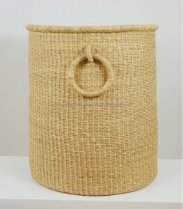 Cesta cilíndrica de ratán con dos asas, canasta de ratán de gran tamaño, artesanía Tienphong - Product Image 2