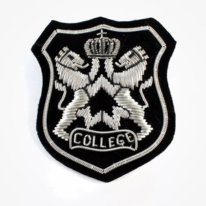 Custom Bullion Embroidered Crest Fabric Eco-Friendly Wool Felt Decorative Blazer <b>Patch</b> Sew <b>Applique</b> Pakistan - Product Image 5