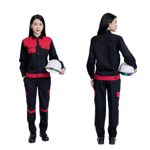 Nouvel ensemble de vêtements de travail unisexe en coton noir et rouge, respirant, confortable, haute visibilité et sécurité, fabriqué au Vietnam - Product Image 6
