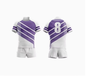 Conjunto de Uniforme de Rugby Transpirable, Camiseta de Manga Corta y Pantalones Cortos con Patrón Deportivo Sublimado para Ropa Deportiva - Product Image 1