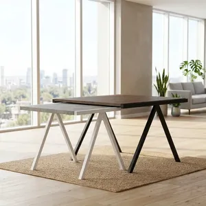 Table basse moderne en bois avec pieds en fer blanc, style industriel rustique, pour salon - Product Image 3