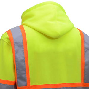 Sweat à capuche haute visibilité en coton respirant grande taille pour homme, avec logo personnalisé, uniforme de travail de sécurité routière, à capuche et manches longues - Product Image 4