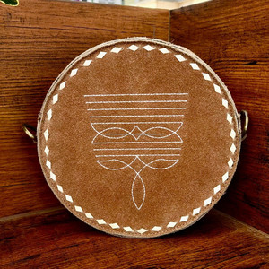 Boot Stich Suede Leather Western Style New Designer Round Crossbody Bag Handbag Hot Selling Bohemian Women Shoulder Handbags - Product Image 3