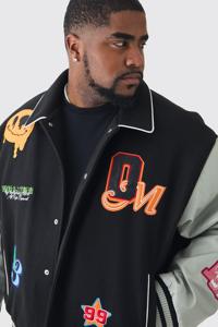 Low Price Custom Men's Windproof Varsity Bomber Jacket Chenille Embroidery 100% Wool Leather Sleeves Front University Team - Product Image 3