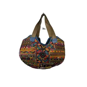 インドの卸売手作りバンジャラバッグエスニック伝統的なトートバッグ美しいボヘミアンザリワークミラーと刺Embroideredレディースバッグ