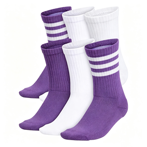 Chaussettes de sport côtelées, chaussettes athlétiques blanches, bleues et jaunes, rayures d'équipe, entraînement, vêtements de football - Product Image 5