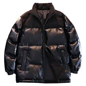 Veste matelassée pour homme, col montant, fermeture éclair, coupe-vent, épaisse, décontractée, manteau d'hiver, couleur unie, coupe classique, coupe-vent pour homme - Product Image 1