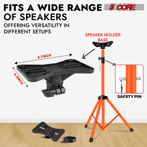 5 Core Metal Heavy Duty Adjustable 72" <b>Speaker</b> Stand Tripod Pair with Universal Mount for PA <b>DJ</b> Studio Use - Product Image 5