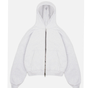 เสื้อฮู้ดดี้ฟลีซหนา 380gsm แบบ unisex สั่งพิมพ์ลาย DTF/DTG ทรงบ็อกซี่ ซิปคู่ หนัก ทรงโอเวอร์ไซส์ เสื้อฮู้ดดี้ผู้ชายแบบซิป - Product Image 1