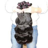Extensions de cheveux Remy vierges bruts indiens de temple, 26 pouces, ondulés, de qualité supérieure, lisses et soyeux, naturellement bouclés, avec dentelle assortie