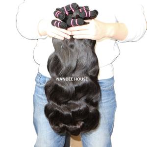 Extensiones de cabello ondulado de cuerpo indio de templo virgen crudo de un solo donante, frontales de encaje a juego rizados naturales rectos sedosos de alto grado - Product Image 2