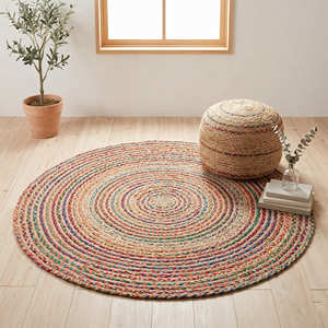 Colourful Handmade Braided Jute <b>Rug</b> for <b>Boho</b> Homes, Creative Studios & Reading Corners - Product Image 1