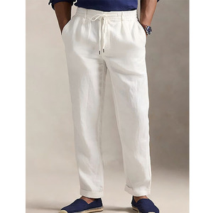 Pantalon décontracté en toile épaisse pour homme avec cordon de serrage à la taille, idéal pour l'été, la plage et le yoga, anti-rétrécissement - Product Image 1