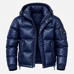 Men's <b>Lightweight</b> Wool Puffer Jacket Winter Breathable Windproof Hooded Knitted Bomber <b>Coat</b> Custom Design - Product Image 1
