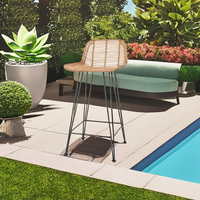 Robuster Rattan Bar Stuhl für Indoor Outdoor Bequem für Hotels Wohnzimmer Parks Villen Esszimmer Gartenmöbel