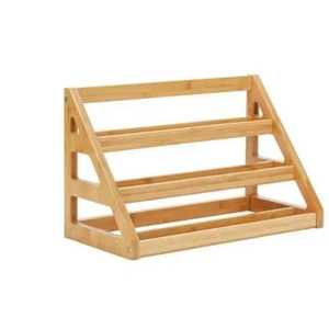 Portable 2 Tier Black Metal <b>Wire</b> Spice <b>Rack</b> Countertop Storage Basket with Wooden Tray Handle Kitchen Organizer - Product Image 5