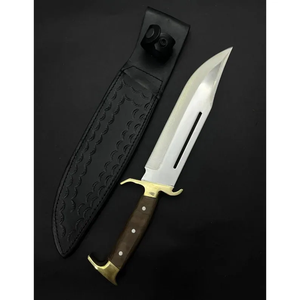 Couteau de chasse et de camping LEGACY BLADES en acier au carbone, lame fixe, manche en bois, garde en laiton, qualité industrielle, couteau d'extérieur - Product Image 2