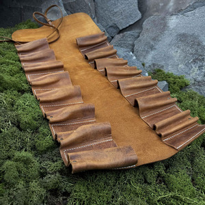 Rouleau à outils en cuir de haute qualité, en cuir de vachette pleine fleur, sac de rangement enroulable pour outils à main, menuiserie, atelier, artisanat, à vendre - Product Image 1