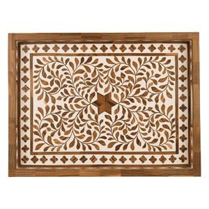 Plateau de service rectangulaire en bois d'acacia avec poignée, écologique, passe au lave-vaisselle, fait main, décoratif, motif fruits, plateau de service alimentaire - Product Image 3