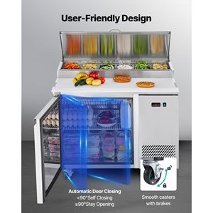 Attrezzatura di Refrigerazione per Cucine Commerciali, Tavolo Refrigerato per Preparazione Pizza da 44 Pollici con Piano Ultra-Largo da 20 Pollici - Product Image 6