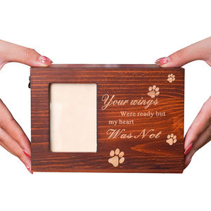 Wood Pet <b>Ashes</b> Urn Rectangle Cremation Keepsake <b>Box</b> with Photo Frame <b>for</b> Dogs and Cats - Product Image 2