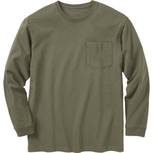 Men's Olive Green Long Sleeve T-<b>Shirt</b> Regular Fit O-Neck Casual Solid Color Knitted Cotton Breathable - Product Image 6