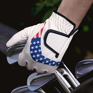 Guante de Golf Transpirable Antideslizante con Logotipo Personalizado, para Zurdos, con Bandera Americana, Guante Blanco de Cuero PU, Proveedores OEM, Venta al Por Mayor - Product Image 5