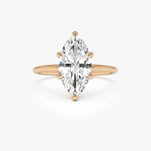 Women's Yellow Gold Marquise Cut Diamond Engagement Ring Classic Style Natural <b>Stone</b> - Product Image 3