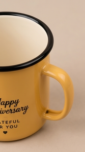 Daisy Bouquet Print Iron Enamel <b>Mug</b> Romantic Celebration Quote <b>Yellow</b> Metal Coffee Cup Factory Direct Wholesale Partner Market - Product Image 2