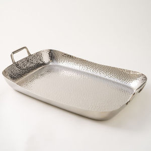 Polished Metal Serving <b>Trays</b> <b>With</b> <b>Handle</b> Residential Use Solid Finish - Product Image 6
