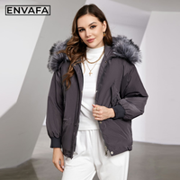 Manteau court matelassé en duvet tissé avec capuche, parka d'hiver épaisse, imperméable, à fermeture éclair, vêtement d'extérieur pour femme, manteau premium