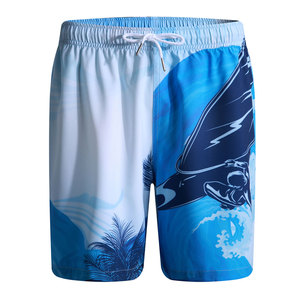 Shorts de plage unisexes en polyester à sublimation, imprimés pour hommes, séchage rapide, taille élastique, décontractés, tropicaux, avec cordon de serrage - Product Image 1