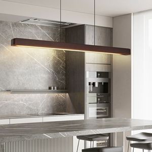 Lámpara Colgante LED Ajustable de 39 Pulgadas con Acabado en Madera de Nogal, Diseño Moderno y Elegante para Comedor y Sala de Estar, Color Nogal Elegante - Product Image 4