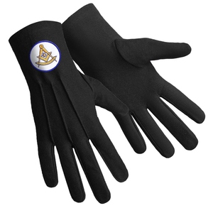 ถุงมือผ้าฝ้ายสีดำ Luxury Past Master Blue Lodge พร้อมลายปักสีทอง - Product Image 2