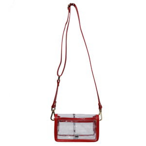 Bolso Bandolera Transparente de PVC para Mujer con Correa Roja Ajustable, Cierre Magnético, Bolso de Mano Ligero y Moderno - Product Image 1
