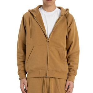 Sweat-shirt à capuche zippé noir pour homme, coupe classique, couleur unie, décontracté, en coton tricoté, pour l'automne - Product Image 3