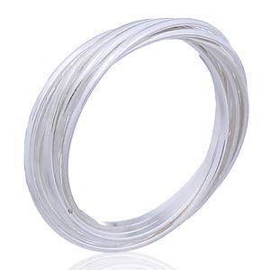 Anillo de Plata de Ley 925 con Cinco Bandas Delicadas Entrelazadas y Brillantes - Product Image 1