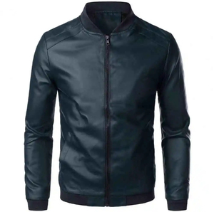 Chaqueta de Cuero para Hombre, Estilo Urbano, Diseño Sólido/a Cuadros, Ecológica, Resistente al Viento, Cierre Frontal con Cremallera, Prenda Exterior para Otoño e Invierno - Product Image 3