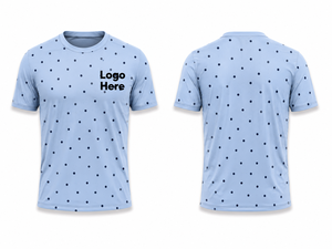 เสื้อยืดแขนสั้นผู้ชายสีฟ้าอ่อนลายจุด ทรงปกติ คอกลม ระบายอากาศได้ดี ผลิตจากผ้าโพลีเอสเตอร์ถัก สวมใส่สบายๆ - Product Image 1