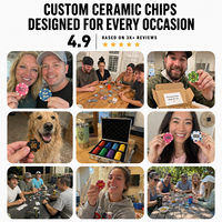 Jetons de poker en céramique personnalisés avec un design à motifs vintage pour les collectionneurs amateurs et les accessoires de décoration pour salle de jeux personnelle