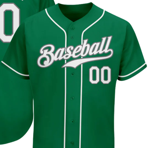 Maillot de baseball vert, blanc et gris pour homme, à boutons, pour équipe, performance sportive, entraînement et uniforme de match - Product Image 2