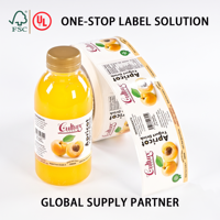 Étiquettes de bouteilles imperméables en rouleau, étiquettes personnalisées imprimées pour l'emballage de jus de fruits, autocollants en vinyle pour l'emballage de bouteilles de boissons, rouleau d'étiquettes