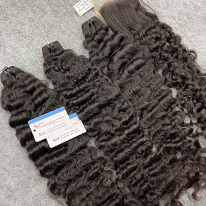 พร้อมส่ง ขายส่งผมต่อเวียดนามแบบพรีเมียม คุณภาพสูง แบบ Pixie Curly ผมแท้แบบ Double Drawn เย็บด้วยเครื่องแบบ Double Weft สีดำธรรมชาติ - Product Image 1